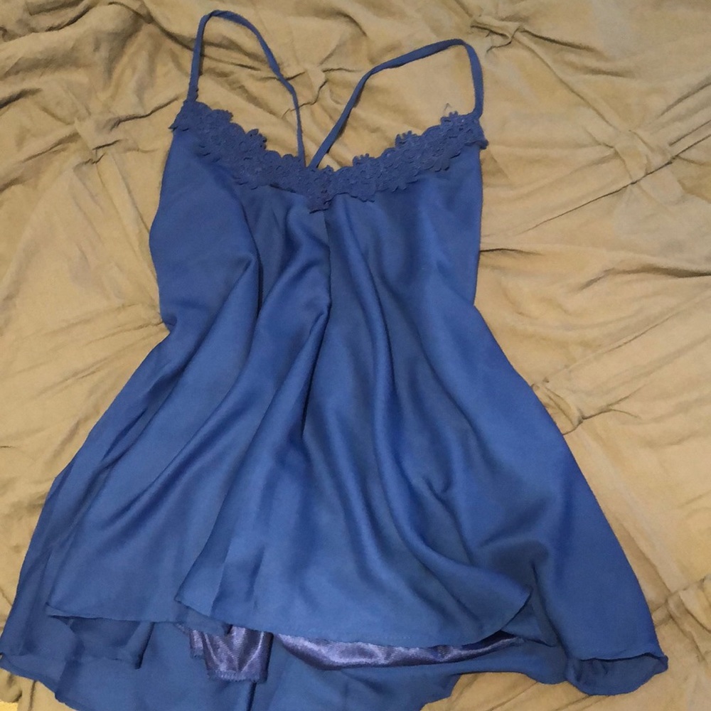 Royal blue lacey tank top.